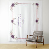 Lavendel Roze Witte Bloemige Bruiloft Foto Booth Wandkleed (In situ)