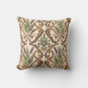 Lavendel Rozemarijn Gouden Scroll Patroon Kussen