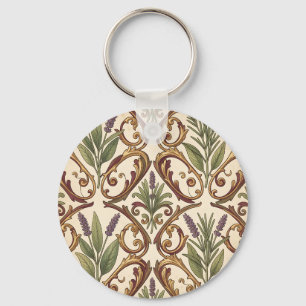 Lavendel Rozemarijn Gouden Scroll Patroon Sleutelhanger