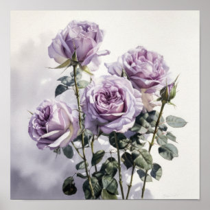 Lavendel Rozen Bloemenkunst Print Poster