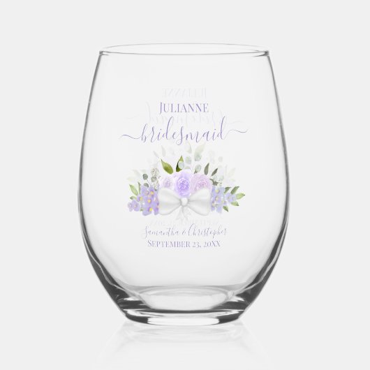 Lavendel Rozen bruidsmeisje Maid of Honor Gift Wijnglas Zonder Voet (Voorkant)