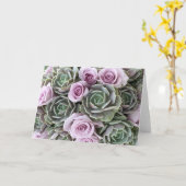 Lavendel rozen en echeverias kaart (Gele Bloem)