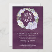 Lavendel Rozen Pompoen Foto QR Code Pruim Bruiloft Kaart (Voorkant)