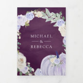 Lavendel Rozen Pompoen QR Code Pruim Bruiloft Drieluik Uitnodiging (Cover)