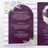 Lavendel Rozen Pompoen QR Code Pruim Bruiloft Drieluik Uitnodiging (Binnenzijde eerst)