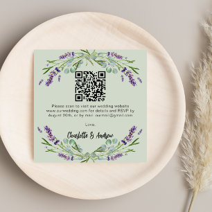 Lavendel salie groen QR code bruiloft RSVP Informatiekaartje