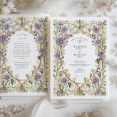 Lavendel Scabiosa Floral Wedding Kaart