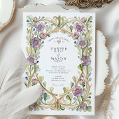 Lavendel Scabiosa Floral Wedding Kaart