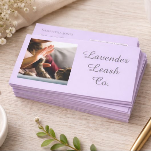 Lavendel Script Visitekaartje QR Code Service Menu