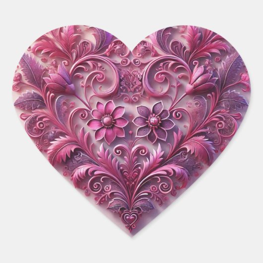Lavendel Scrolly Hart Sticker (Voorkant)