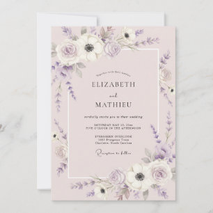 Lavendel Serene Blossom Bruiloft Kaart