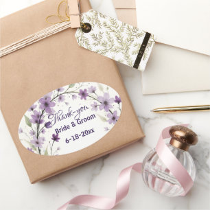 Lavendel Sering Bloemboog Bruiloft Ovale Sticker