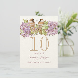 Lavendel Sering Liefdesvogel Trouwtafel Nummerkaar Kaart