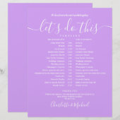 Lavendel Sering Modern Trouwdatum Tijdschema (Voorkant / Achterkant)