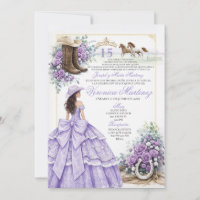 Lavendel Sering Westerse Quinceañera Uitnodiging