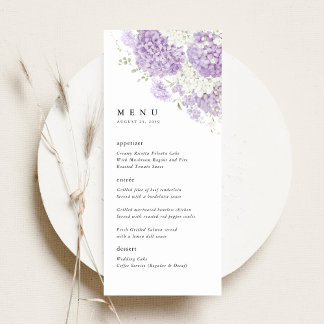 Lavendel Sering Wit Bloemig Huwelijksfeest Menu