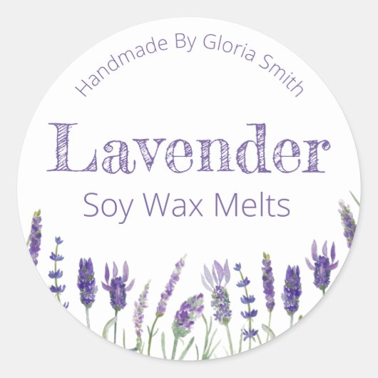 Lavendel Soja Wax smelt Ronde Sticker (Voorkant)