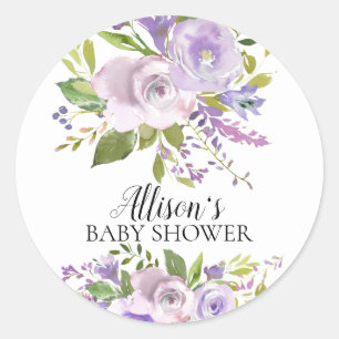 Lavendel Spring Bloemen Baby shower Envelope Seal Ronde Sticker