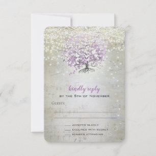 Lavendel Sprookjesachtige Lichten en Sterren Bruil RSVP Kaartje