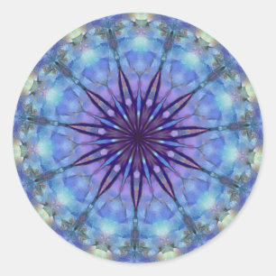 Lavendel Starburst Mandala Ronde Stickers