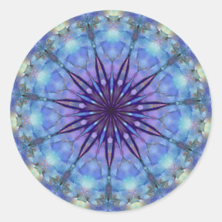 Lavendel Starburst Mandala Ronde Stickers