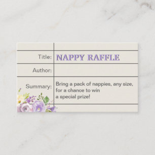 Lavendel Storybook Baby Meisje Douche Luier Raffle Informatiekaartje