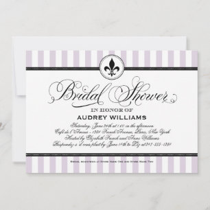 Lavendel Streep Fleur de Lis Trouw Bruidsfeest Kaart