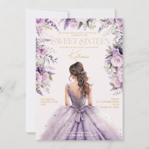 Lavendel Sweet Sixteen 16 Paarse Jurk Bloemstuk Kaart