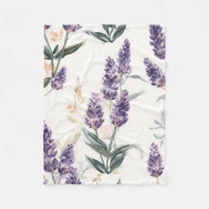 Lavendel Takjes Waterverf Botanisch Paars Bloemmot Fleece Deken