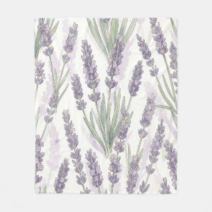 Lavendel Takjes Waterverf Botanisch Patroon Fleece Deken