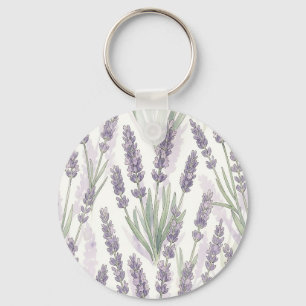Lavendel Takjes Waterverf Botanisch Patroon Sleutelhanger