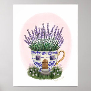 Lavendel Teacup Cottage Art Print