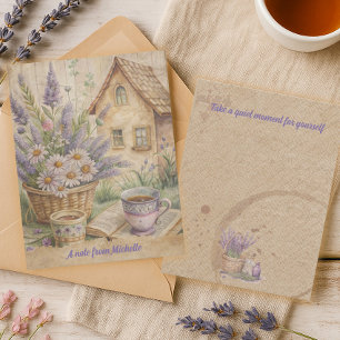 Lavendel Thee Wilde Bloemen Cottage Core Briefkaa Notitiekaartje
