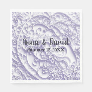 Lavendel Trouwpapier Quilling Madeliefje Ontwerp Servet