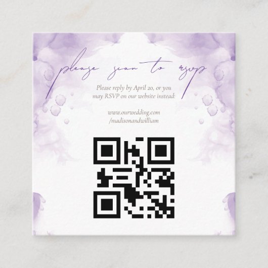 Lavendel Tuin Huwelijk QR Code RSVP Informatiekaartje (Voorkant)