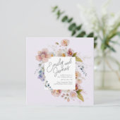 Lavendel tuin Wildflower bruiloft Kaart (Staand voorkant)