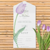 Lavendel Tulp Solo Paarse Modern Diner All In One Uitnodiging