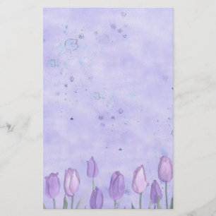 Lavendel Tulpen Waterverf Bloemenpastel Briefpapier