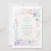 Lavendel Turquoise Ocean Wedding Tropical Beach Kaart (Voorkant)