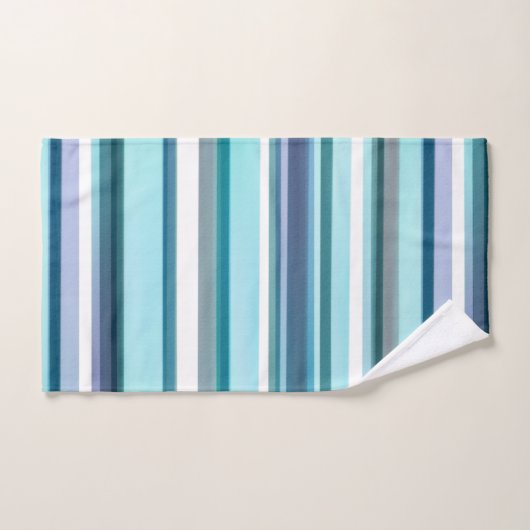 Lavendel Turquoise Waterverf Strepen Bad Handdoek (Handdoek)