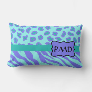 Lavendel & Turquoise Zebra & Cheetah Skin Op Maat Kussen