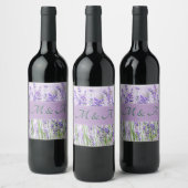 Lavendel Velden Trouwen Eten en Drinken Label Wijn Etiket (Flessen)