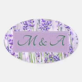 Lavendel Velden Trouwen Ovale Stickers