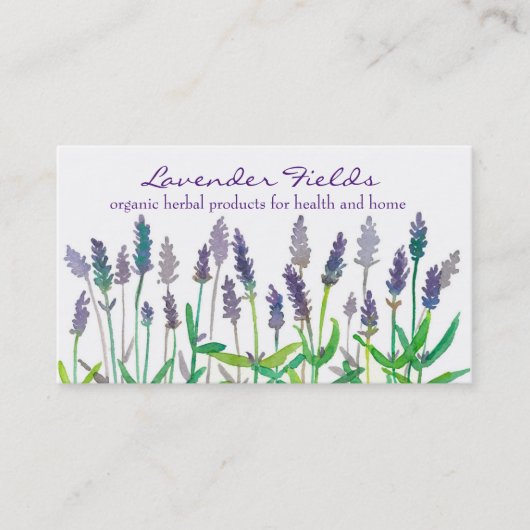 Lavendel Veldkruid Waterverf Bloemen Visitekaartje (Voorkant)