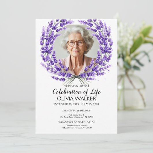 Lavendel viering van het leven kaart (Staand voorkant)