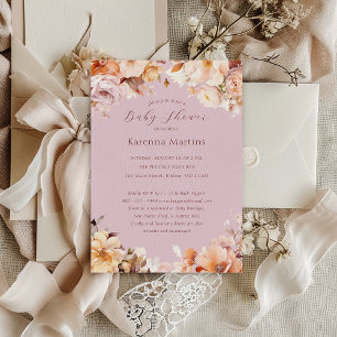 Lavendel Vintage Bloemige Herfst Baby Shower Kaart