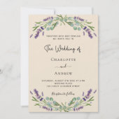 Lavendel violet beige QR code RSVP luxe bruiloft Kaart (Voorkant)