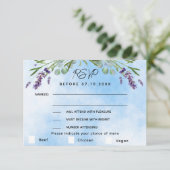 Lavendel violet blauw menu QR bruiloft RSVP reacti (Staand voorkant)