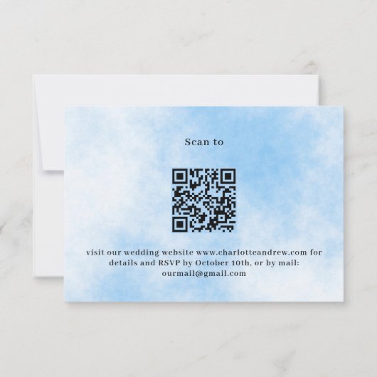 Lavendel violet blauw menu QR bruiloft RSVP reacti (Achterkant)