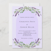 Lavendel violet bloemenboog QR code RSVP bruiloft Kaart (Voorkant)